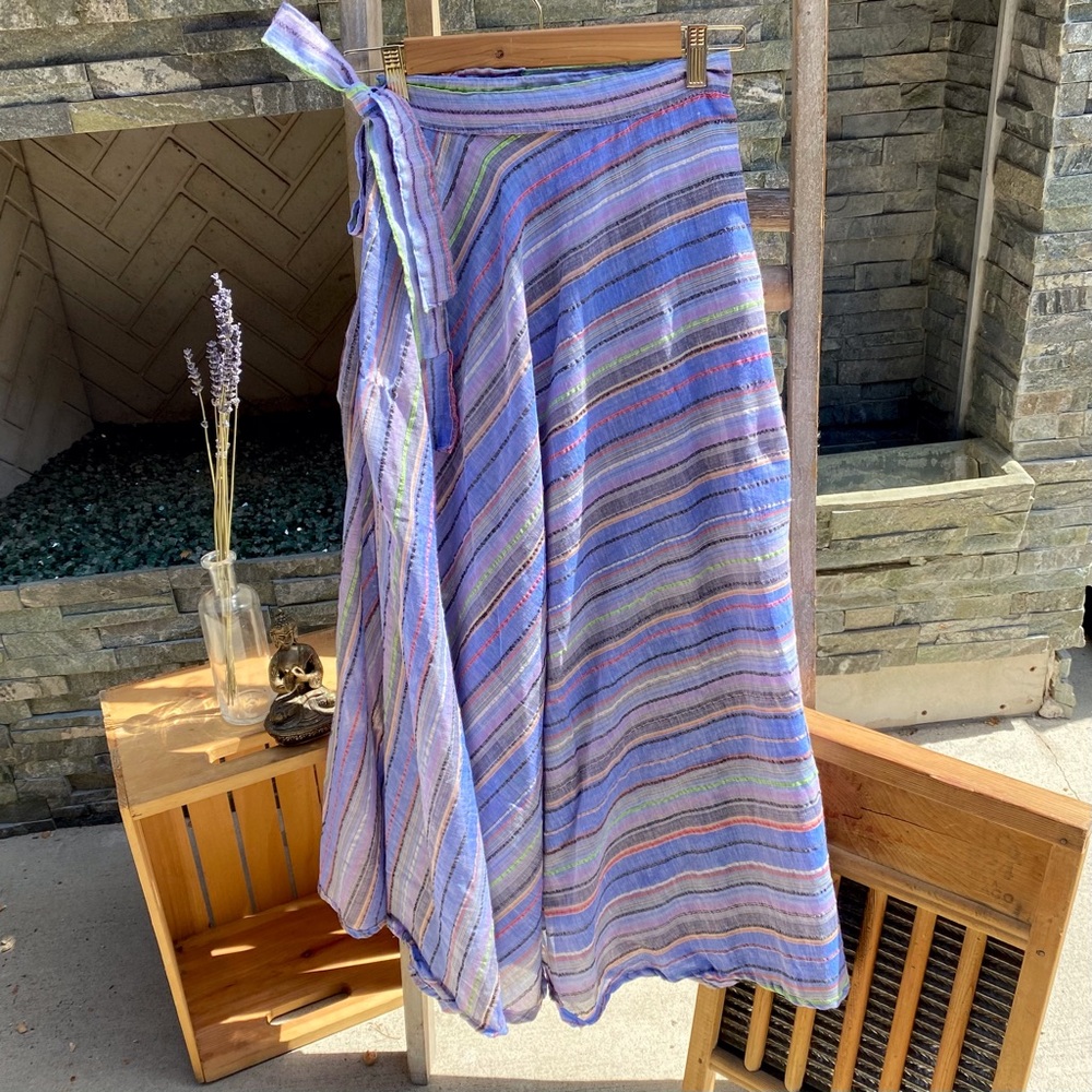 🆕🆕🆕✨BOHO STRIPED WRAP SKIRT SARONG FROM INDIA - Picture 6 of 9